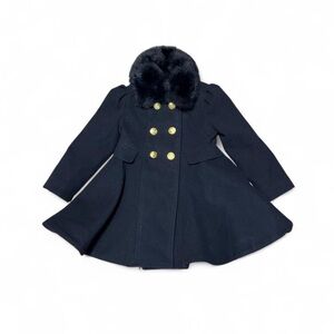 Rothschild Navy Kids Pea Coat with Faux Fur Collar